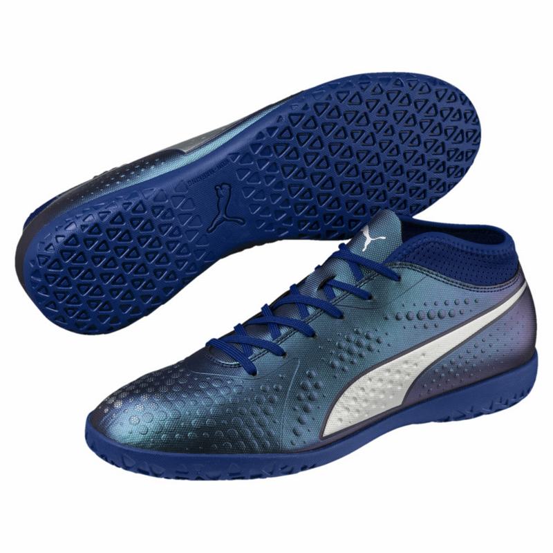 Chaussure de Foot Puma One 4 Synthetic It Homme Bleu/Argent/Bleu Marine Soldes 907HXMZJ